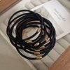 Generic 10 PCS Elastic Hair Ties for Thick Curly Thin Or Any Hair Ponytail Holders Hair Band for Women Girls or Men - 3MM Black With Fancy Gold Bead