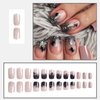 Halloween Press on Nails Short Square Fake Nails with Spider Designs Black Silver Glitter French Tips False Nails Pink Full Cover Glossy Artificial Acrylic Nails Glue on Nails for Women Girls 24Pcs