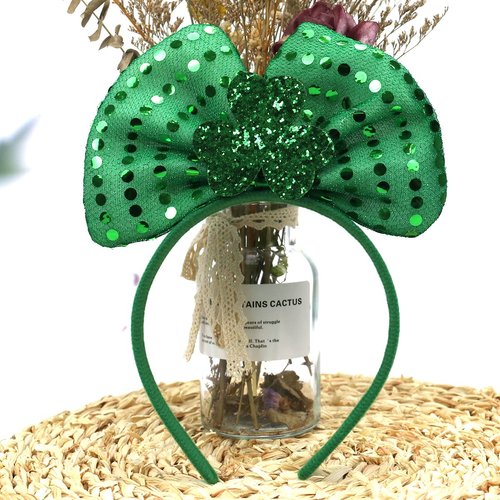 TOOBIT St Patrick's Day Headband Green Bow Hair Bands Bow With Green Shamrock Headband for Women St Patrick's Day Parade Hair Accessories Decoration Party Supplies