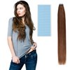 GEELOOK Tape in Hair Extensions Human Hair 14 inch Skin Weft Tape in Straight Thick Natural Hair Extensions with 12 Pieces Replacement Tape 20pcs 50g Chocolate Brown #4