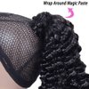 Seelaak Long Curly Human Hair Ponytail Wrap Around Kinky Curly Thick Brazilian Human Hair Extensions Jerry Curl Clip ins Silky Hair Pieces Natural Black for Black Women Update 120g (24 inch)