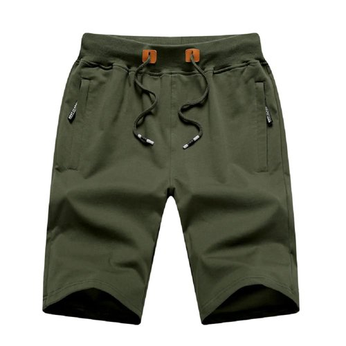MO GOOD Mens Class-fit Casual Shorts Joggers Running Flat shorts Elastic Waist (Army, US(34-36))