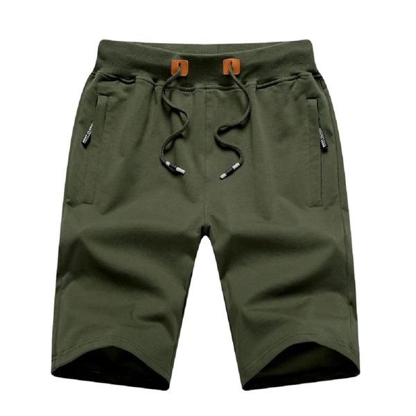 MO GOOD Mens Class-fit Casual Shorts Joggers Running Flat shorts Elastic Waist (Army, US(34-36))