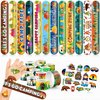 Cherisnowy 48 PCS Camping Party Favors 24PCS Tattoos Stickers 24PCS Slap Bracelets Wristbands Perfect for Themed Birthday Baby Showers or Classroom Rewards Ideal Decor and Gifts for Girls and Boys