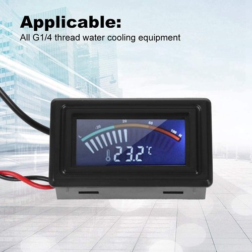 Pointer Display Thermometer with Probe, PC G1/4 Thread Water Cooling System Temperature Meter for Computer Laptop