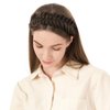 BOBIYA Wide Chunky Plaited Braided Headband Hair Band Synthetic Braid Hairpieces with Teeth Piano Two Tone Colors Accessories for Women Girl (W-Claybank)