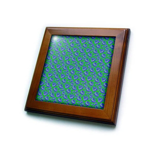 3dRose Two Kisses Collided Lip Bold Blue Lips Pattern - Framed Tiles (ft_357237_1)