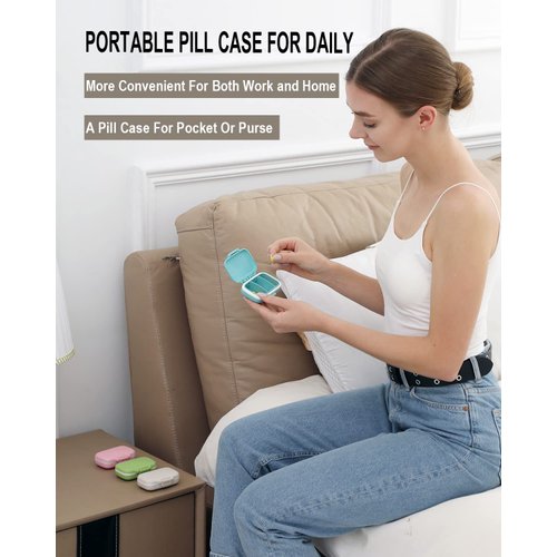 4 PC Pill Case 3 Removable Compartments Pill Box BPA-free,day pill organizer/3 times a day/AM-PM Travel Pill Organizer for Pocket or Purse storage vitamin, fish oil or medicine