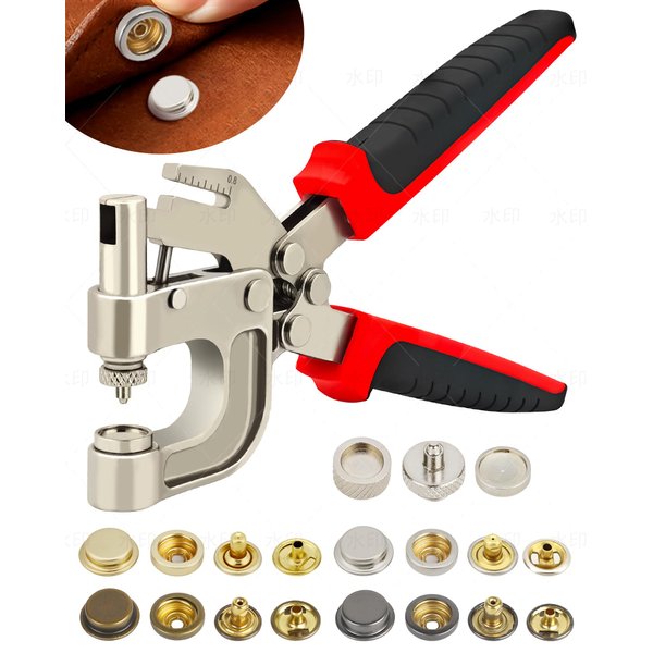 Snap Button Tool Kit, Heavy Duty Snap Fastener Tool with Built-in Hole Punch, 40 Sets 4 Colors Metal Button Kit for Boat Cover Repair, Ideal Marine Snap Setter Tool for Boat Covers, Canvas, Fabric