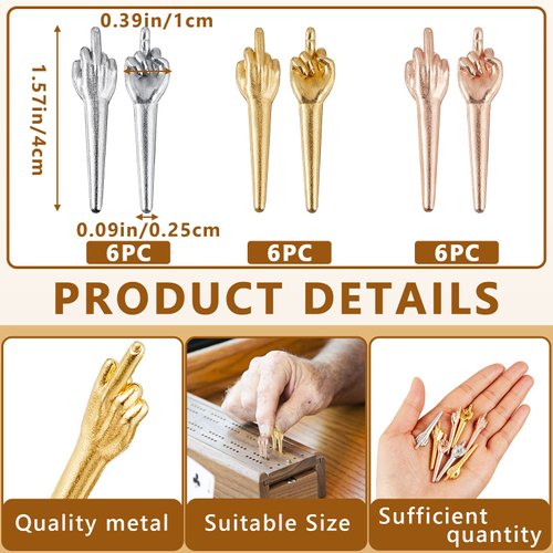 Jexine 18 Pcs Metal Cribbage Pegs Cribbage Board Pegs Fit 1/8 Holes Funny Finger Gesture Cribbage Pegs 3 Colors Unique Cribbage Pegs Toy for Game Accessories Cribbage Traditional Board Game (Middle)