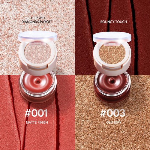 IMAKEUPNOW Cream Blush for Cheeks Eyes Lips, Creamy & Buildable Matte Finish 2 Color Set Face Makeup Stack - #001 + #003