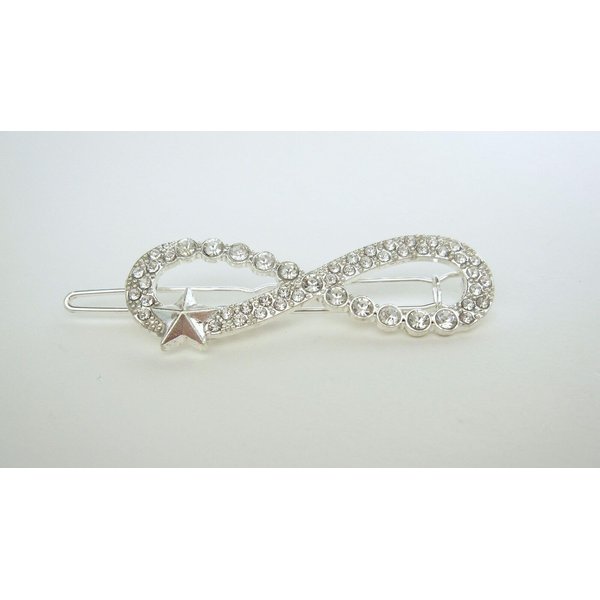 Small crystal infinity star hair pin barrette bridal clip for fine thin hair