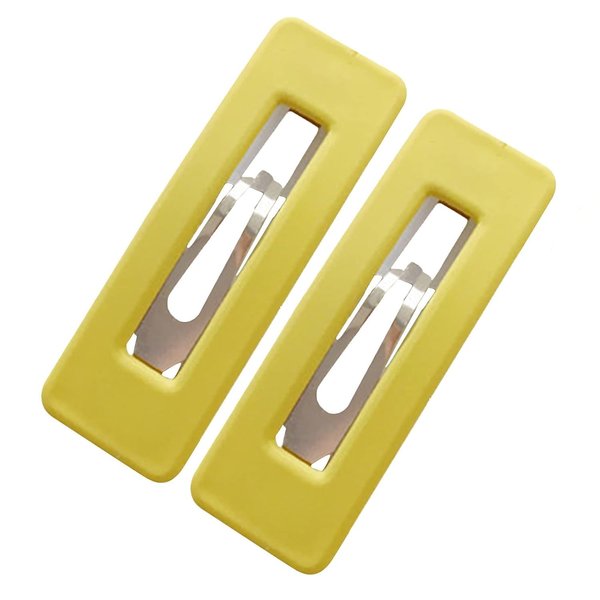 2Pcs Yellow Fashion Styling Hair Clips for Women and GirlsWoman Matte Candy Color Square Buckle Bangs Hairpin Hair Clip Barrette Hair Clips
