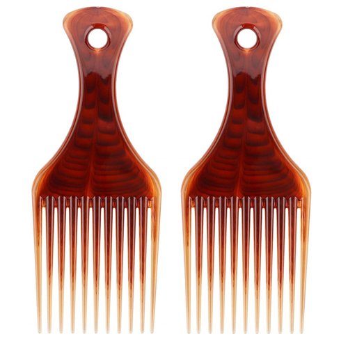 Beomeen Hair Pick Comb for Curly Hair, 2 Pack Smooth Afro Comb Lift Detangle Hair Comb Hair Picks for Men No Frizz Wide Tooth Comb Hair Styling Tool