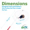 Katfly Turkey Cat Wand Toy with Real Feather Cat Toy Wand — Interactive Cat Toy for Cat Entertainment, Cat Toy String On A Stick, Cat Teaser for Indoor Cat and Kitten — Turkey (3 Inches)