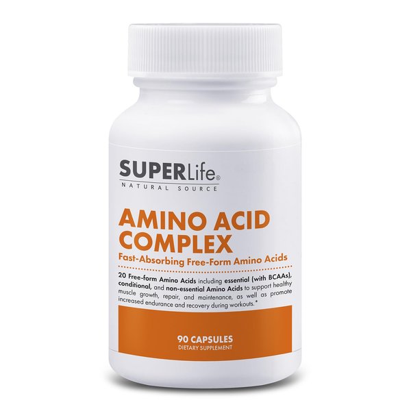 Amino Acid Complex - Fast Absorbing & Free Form Essential & Branched Chain Amino Acids BCAAs | Supports Muscle Growth, Strength & Recovery | Supplement - 90 Capsules
