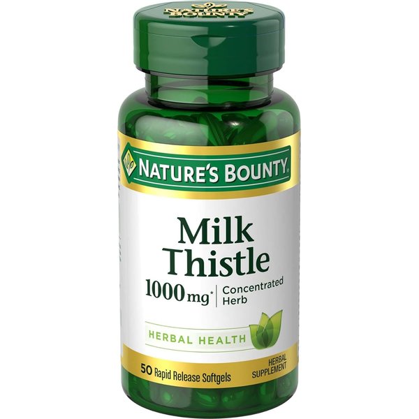 Nature's Bounty Milk Thistle, Herbal Health Supplement, Supports Liver Health, 1000 mg, Rapid Release Softgels, 50 Ct