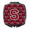 Caroline's Treasures CJ1078-SSCM Letter S Football Garnet and Gold Compact Mirror Decorative Travel Makeup Mirror for Women Girls Gifts Pocket Makeup Mirror Folding Handheld