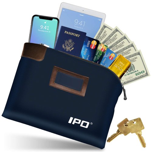 Waterproof Cash Bag with Lock and 2 Keys, 11 x 8.6 Inches, Canvas Documents Bag, Money Bank Deposit Bag with Zipper, Durable Leatherette Money Cash Coin Check Wallet Pouch for Men & Women