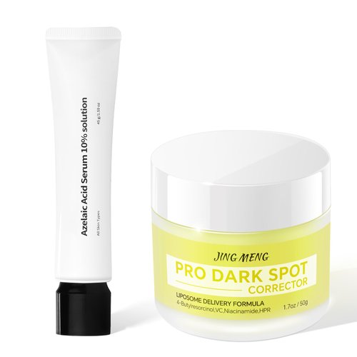 JING MENG Dark Spot Corrector Remover 10% Azelaic Acid Serum Advanced Liposome Encapsulated 4-Butylresorcinol Niacinamide HPR Vitamin C Acne Rosacea Treatment, Pore Refining, Redness Relief