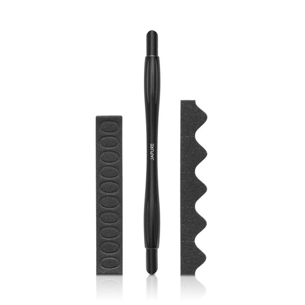 JAPURE Magic Wand Total Black Pusher - 40pcs 220/180 Grit Cuticle Sticks - Professional Manicure & Pedicure Tools for Nail Care - Salon Quality Cuticle Remover & Prep Tool