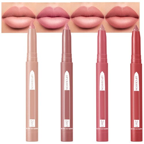 CAKAILA 4 Pcs Matte Lip Liner Pencil Sets,Retractable Waterproof Lip Liner Pencil,High Pigmented Lipliner for Daily Makeup,Lipstick Long Lasting Smudge Proof for Women,No Sharpener Required