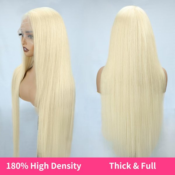 LAKASTATR Blonde Wig Human Hair 34 Inch Straight 13x4 Lace Front Wigs Human Hair 180% Density 613 HD Lace Frontal Wig Glueless Wigs Human Hair Pre Plucked With Baby Hair