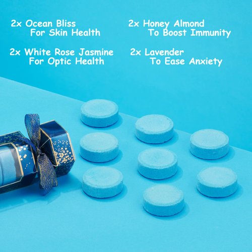 Shower Steamers Aromatherapy, 8 Essential Oil Bath Bombs for Your Shower, Natural Shower Tablets in Ocean Bliss, Honey Almond, Lavender & White Rose Jasmin, Birthday, Unique Gifts for Women