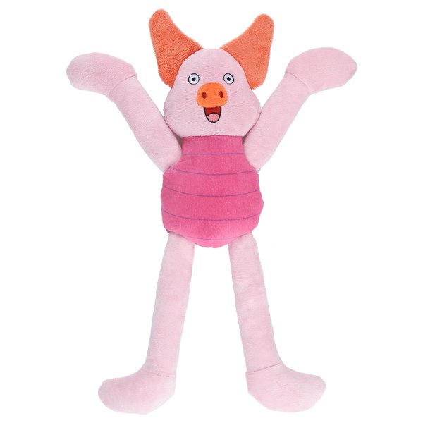 PAWSPURR Squeaky Dog Toys, Soft Plush Stuffed Dog Toy with Crinkle Paper, Indestructible Dog Chew Toys for Aggressive Chewers (Longhand Pig)