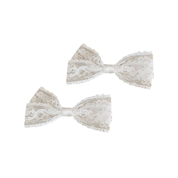 2PCS White Bow for Hair,Lace Hair Bows Cute Lace Ribbon Bow,Hair Accessories for Girls Women,Bows for Girls Wedding Celebration Birthday Party Dress Decoration Accessories
