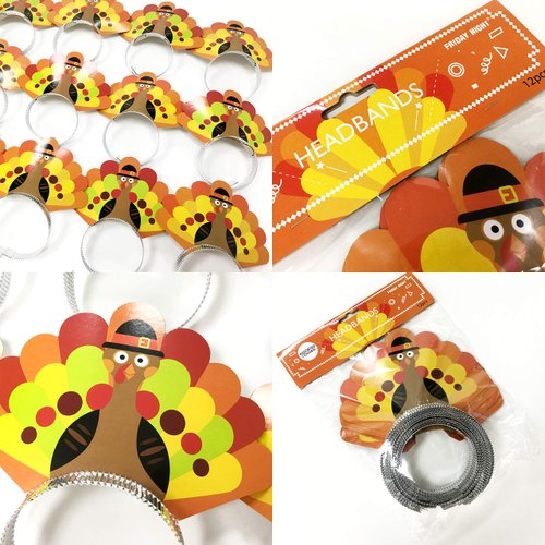 WEEPA 12Pcs Thanksgiving Turkey Headband for Festival Party Supplies, Thanksgiving Decorations Kit