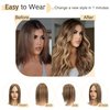 SEGO Human Hair Toppers for Women With Thinning Hair 7 * 13CM Silk Base 100% Real Human Hair Clip in Top Wiglet Hair Pieces /16 Inch No Bangs Medium Brown&Dark Blonde