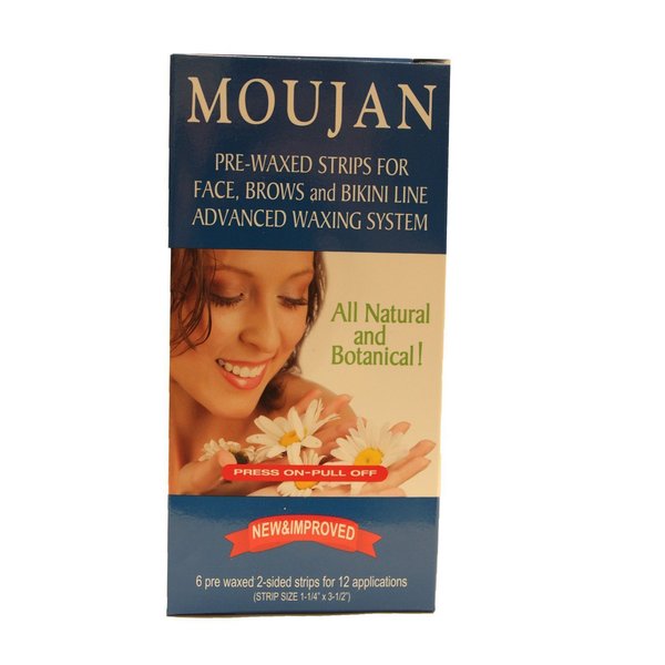 Moujan 2000 Press On Pull Off Pre-waxed Strips for Face 12 Applications