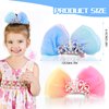 4Pcs Crown Bow Hair Clip Diamond Hair Pin Princess Headband Ribbon Cute Metal Snap Sparkly Tiara Gradient Rhinestone Side Hair Barrette Mini Headdress Styling Accessories for Halloween Christmas Party