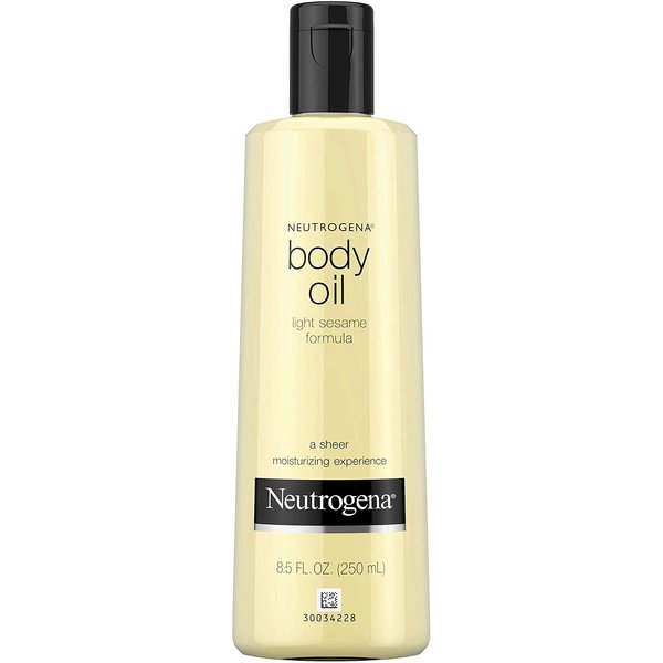 Neutrogena Body Oil Light Sesame Formula, Dry Skin Moisturizer & Hydrating Body Massage Oil, for Radiant & Healthy Looking Glow, Nourishing Bath Oil for Sheer Moisture, 8.5 fl. oz