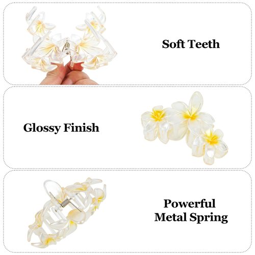 Amariver 4PCS Flower Hair Claw Clips for Women Middle Flower Hair Clips Non-slip Glitter Claw Clips Flower Hair Clip for Thick Thin Hair Strong Hold Hair Claws Hair Accessories for Women Girls