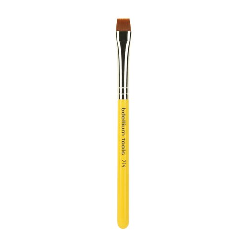 Bdellium Tools Professional Makeup Brush - Travel 714 Flat Eye Definer - Short Wooden Handle for Convenient Travel, For Eye Definition (Yellow, 1pc)