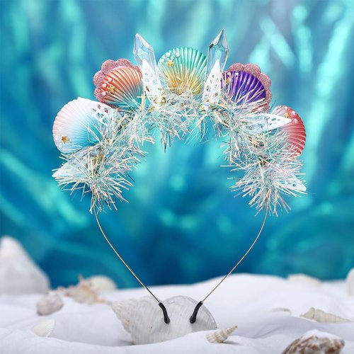 Campsis Shell Headband Conch Mermaid Headpiece Quarutz Ctystals Hair Band Accessories Bithday Party Beach Rave Hair Accessories