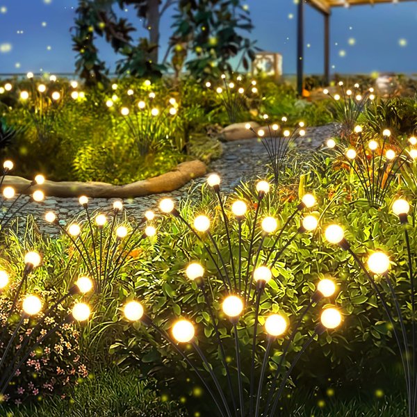 LETMY Solar Garden Lights - 4 Pack Upgraded Swaying Solar Lights for Outside, 32 LED Solar Outdoor Lights, Solar Firefly Lights Outdoor Waterproof Christmas Decorations for Yard Patio Pathway Holiday