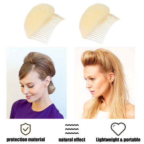 2Pcs Charming Bump It Up Volume Inserts Hair Comb, Do Beehive Hair Style Tool Hair Comb, Do Beehive Hair Base Styling Accessories for Women Lady Girl (Beige)