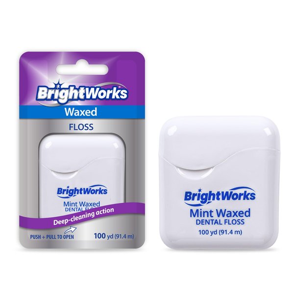 BrightWorks Dental Floss Mint Waxed - 100 Yards (Pack of 4)