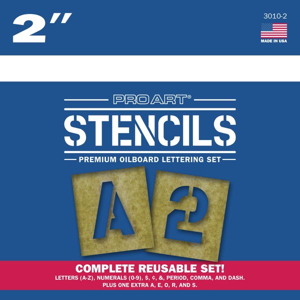 Pro Art Oiled Stencil Board Lettering Set, 2-inch, Natural