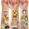 69 PCS Jungle Temporary Tattoos for Kids, Groovy Metallic Style Zoo Fake Tattoo Stickers for Safari Party Decor, Lion King Monkey Tattoos for 4 5 6 Years Old Boys Girls Birthday Supplies Baby Shower