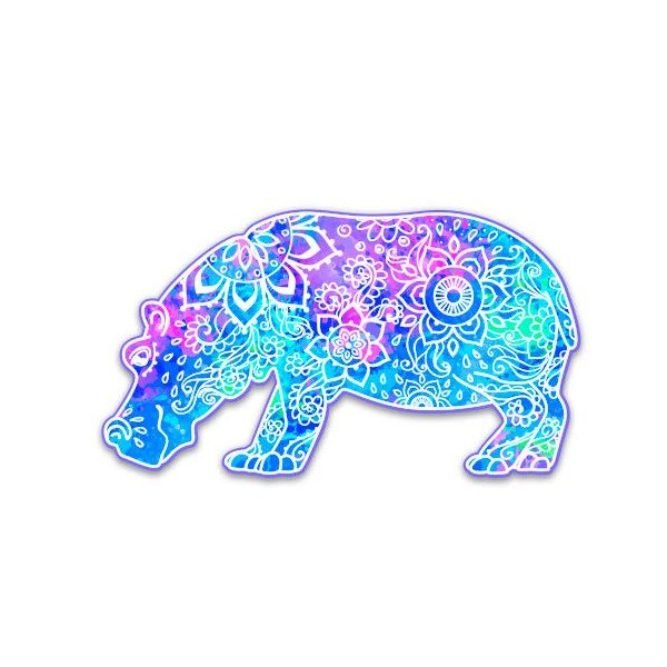 Psychedelic Hippo - 12" Vinyl Sticker Waterproof Decal