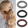 Fashey Pearl Hair Ties Rhinestone Ponytail Holder 3 Pcs Bead Set Hair Scrunchies Elastic Hair Bands Hair Accessories for Women and Girls (black,dark brown,grey)