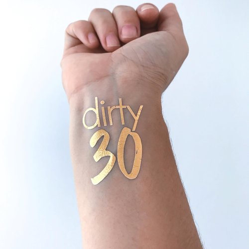 Tats4now / Dirty 30 gold temporary tattoo party favors / 30th bday decorations/cheers to 30 / talk 30 to me/milestone bday