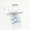 24pcs Square Press on Nails Medium Fake Nails Glossy Glue on Nails Blue Green with Butterfly Nail Sequin Design False Nails Acrylic Full Cover Stick on Nails for Women Manicure