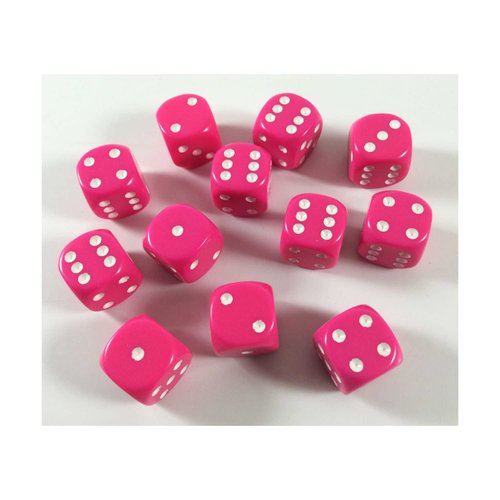 Chessex DND Dice Set D&D Dice-16mm Opaque Pink and White Plastic Polyhedral Dice Set-Dungeons and Dragons Dice Includes 12 Dice – D6, Various (CHX25644)