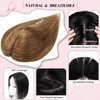 POWERASIA Hair Toppers for Women Real Human Hair Extensions with Thinning Hair No Bangs Wiglets Upgrade 3.9x4.7Inch Silk Base Clip ins Hair Pieces 150% Density Remy Hair Wig Topper #6 Light Brown