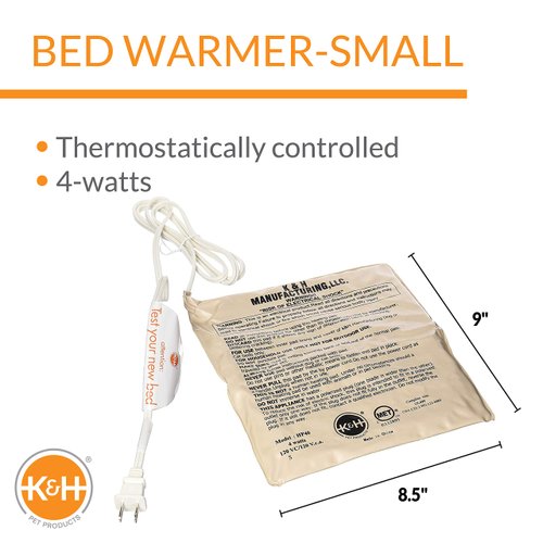 K&H Pet Products Heated Pet Bed Warmer Waterproof Pet Heating Pad for Cat Beds and Dog Beds, Tan Small